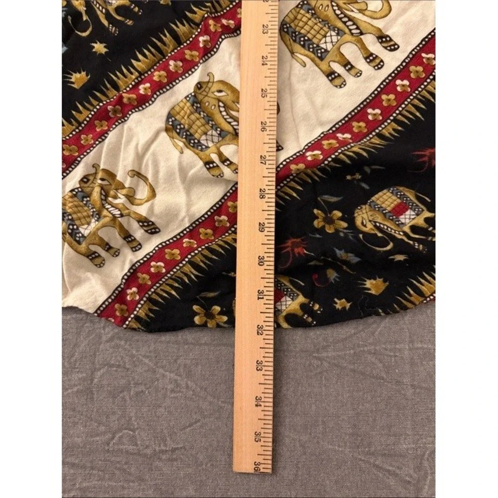 Unbranded Elephant Print‎ Smocked Boho Maxi Skirt Dress Black White Red 017